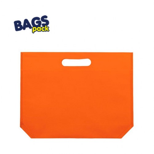 Bolsa TNT termosellada naranja con fuelle hexagonal en base